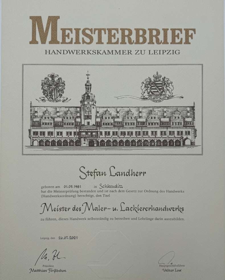 Meisterbrief von Stefan Landherr